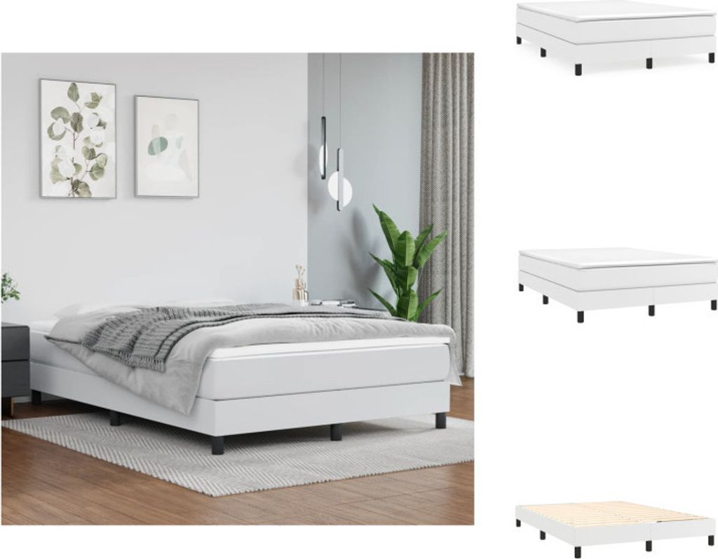 vidaXL Boxspringbett Weiß 140x200 cm Kunstleder - Betten & Bettgestelle