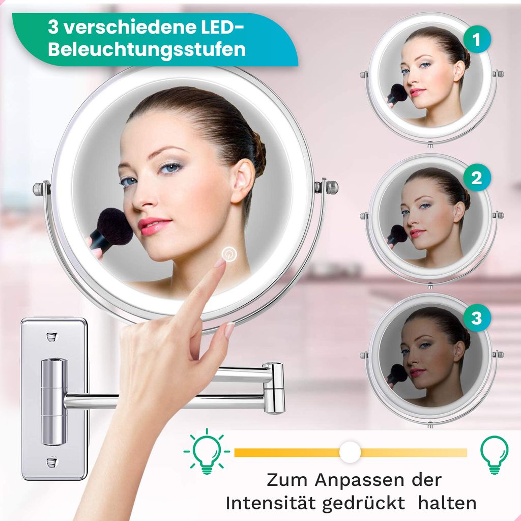 Mirlux Make-up-Spiegel mit LED-Beleuchtung - 10fache Produktbild 3