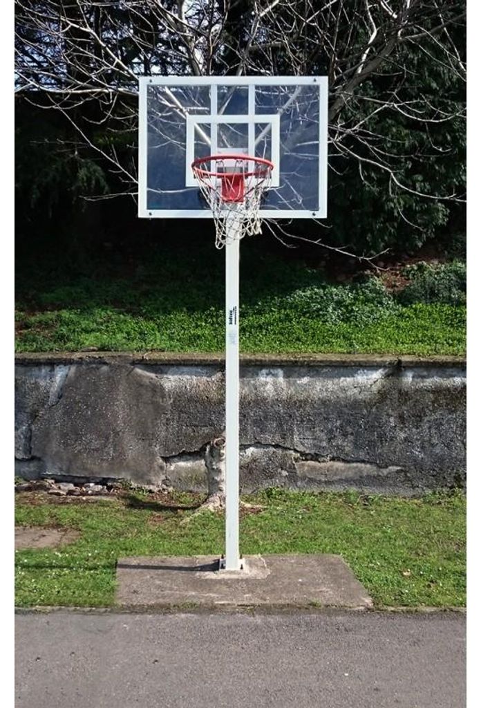 Set 2 Körbe Minibasket Deluxe Monotube Tube 100 Fjas mit Sockel zum Ankern – ohne Brett und Ring – mehrfarbig