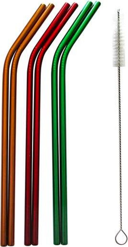 Strohhalme 6 Stück+1 Stück, Reinigungsbürste Aus Edelstahl S/W