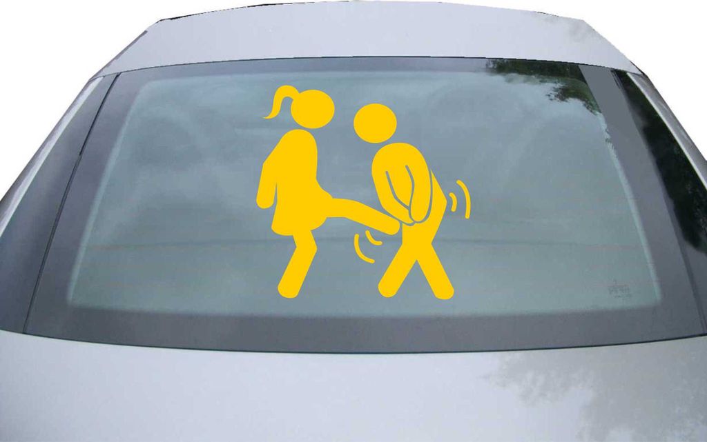 Indigos UG - Aufkleber Heckscheibe & Motorklappe DE7115 - gold - 600x599 mm - Frau vs. Mann - Auto Scheiben Fenster Heckklappe Tuning Racing JDM - ...
