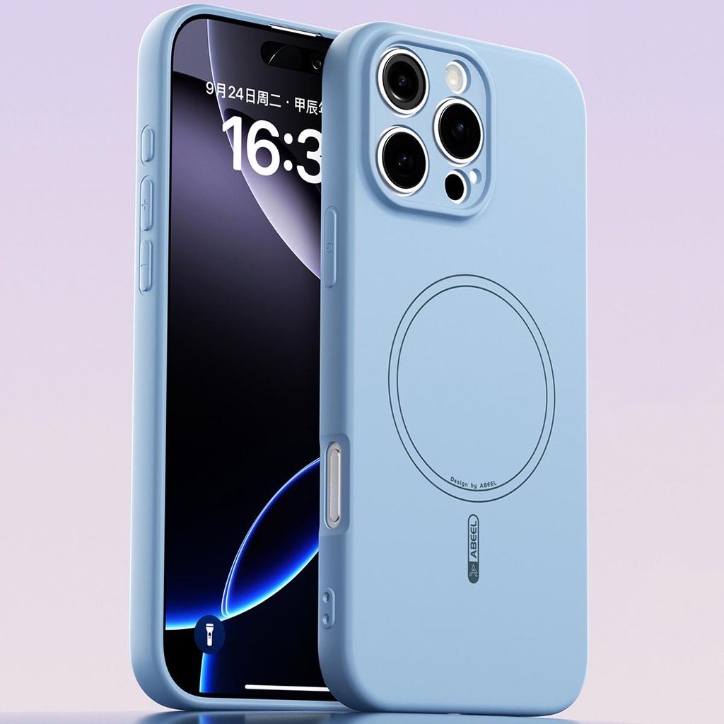Magnetische Handyhülle für iPhone 16 Pro Max, MagSafe kompatible, Flüssig Silikon Stoßfest Kratzfest Hülle Blau
