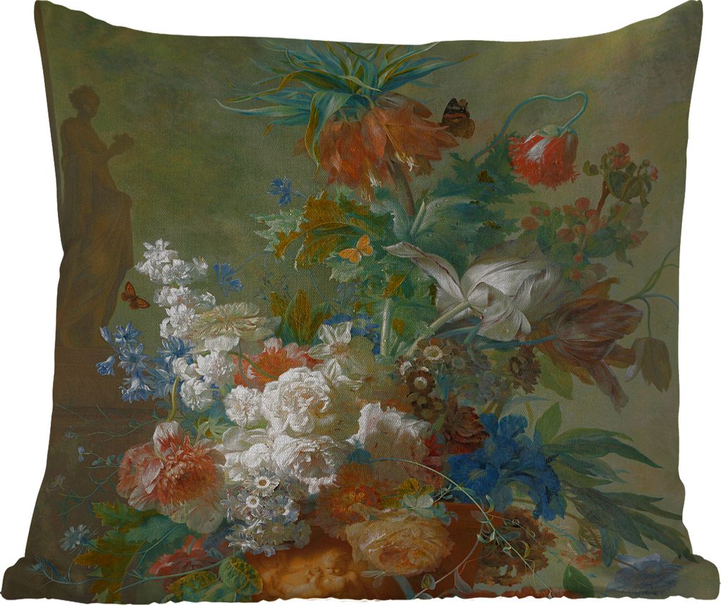MuchoWow Outdoor Kissen - Stilleben mit Blumen - Gemälde von Jan van Huysum - 50x50 cm - Wetterfest - Lounge Kissen - Komfortabel - Kissen mit Bild