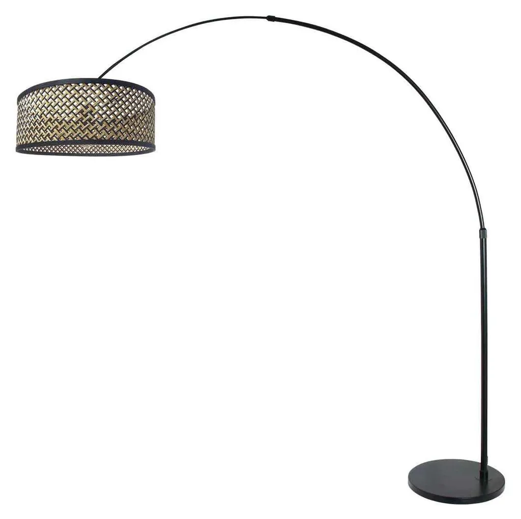 Steinhauer Sparkled Light 3788ZW - Lampadaire arqué noir en bambou E27 - 2