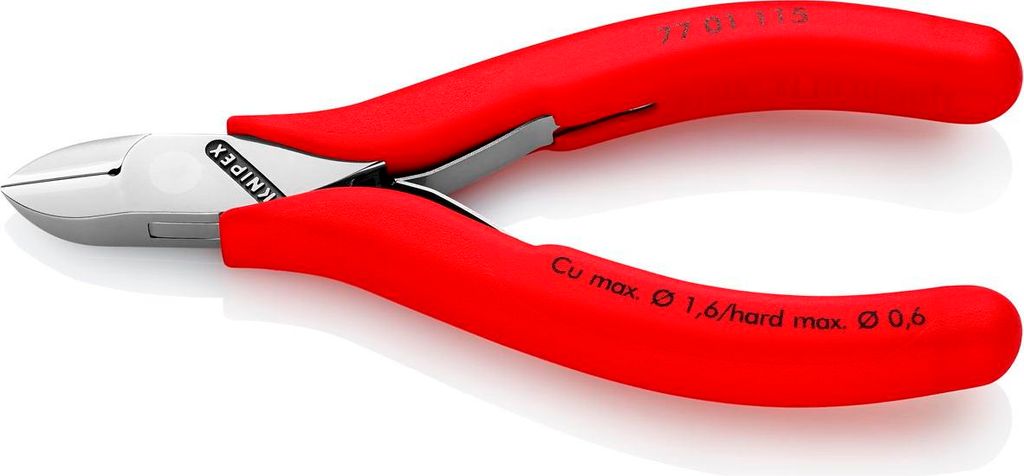 Knipex Elektronik-Seitenschneide r Kopf poliert, Griffe mit Kunststoff überzogen - 77 01 115 SB