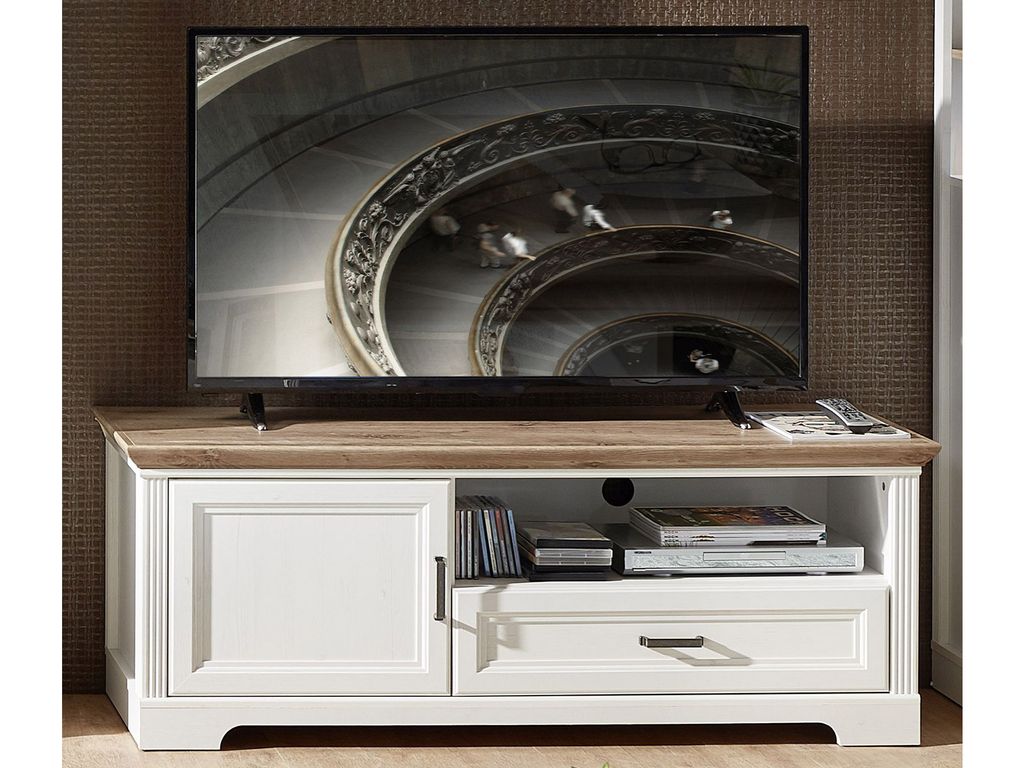 TV-Lowboard Unterschrank Fernsehtisch HiFi Element Rack Sideboard "Jillana I" Pinie hell / Artisan Eiche