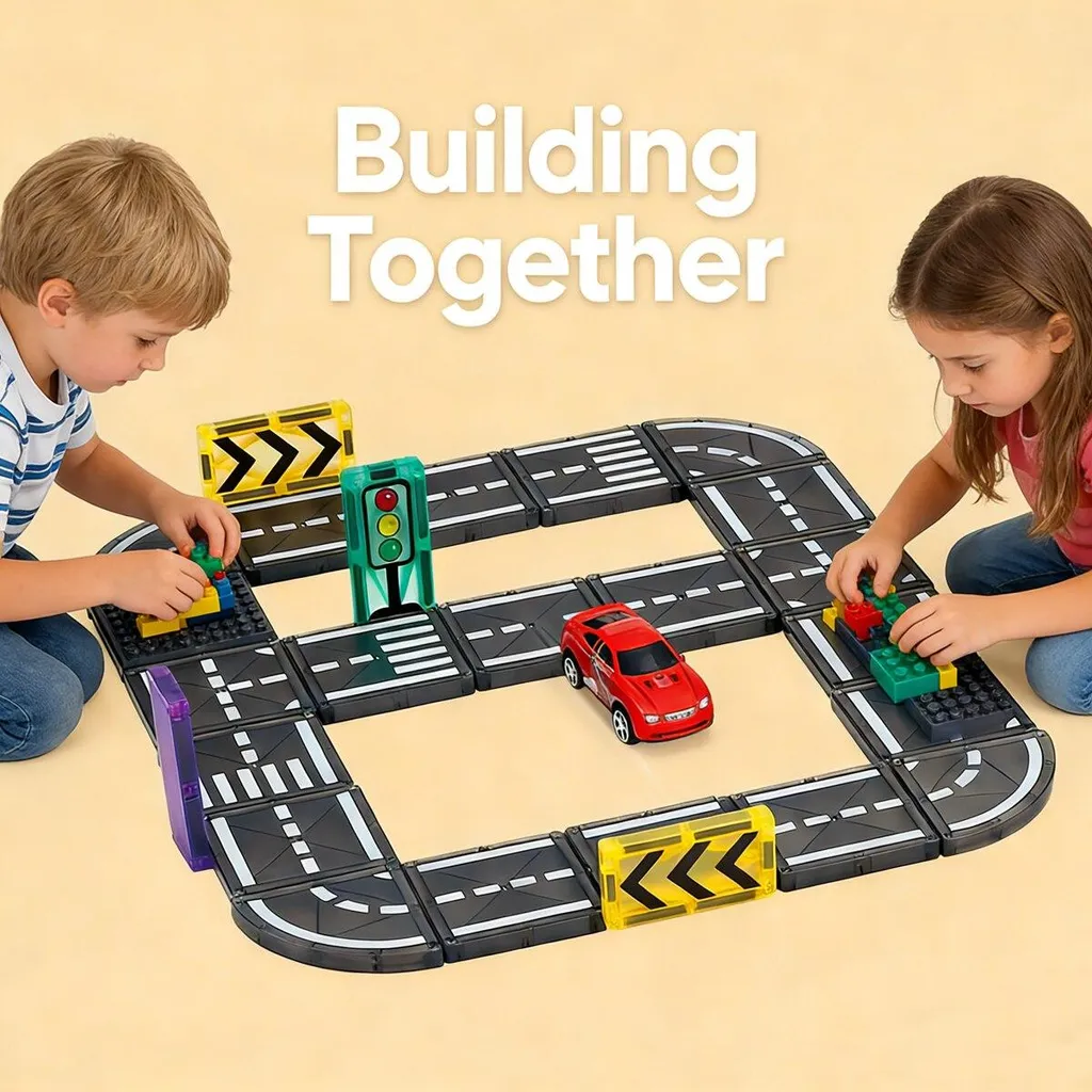 54 Blocs Magnétiques de Construction Route Noire - Jeu STEM 3 à 8 Ans - 11