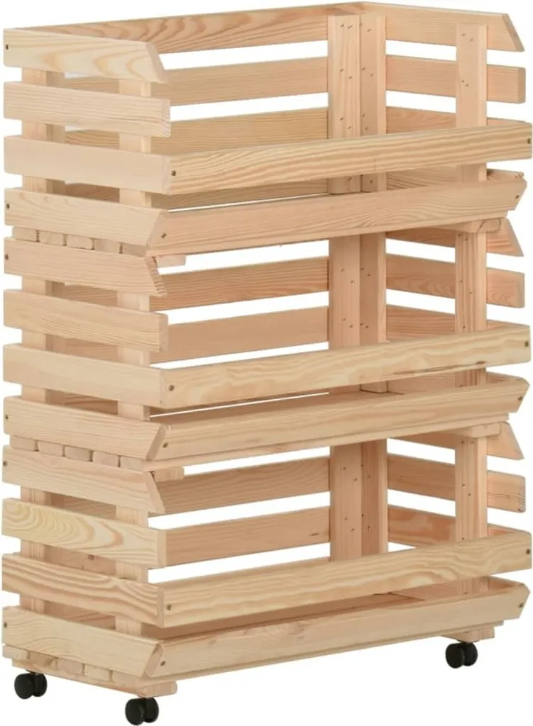 Mobiletto Cucina Portaverdure 57x30x80 cm Pino Massiccio Salvaspazio