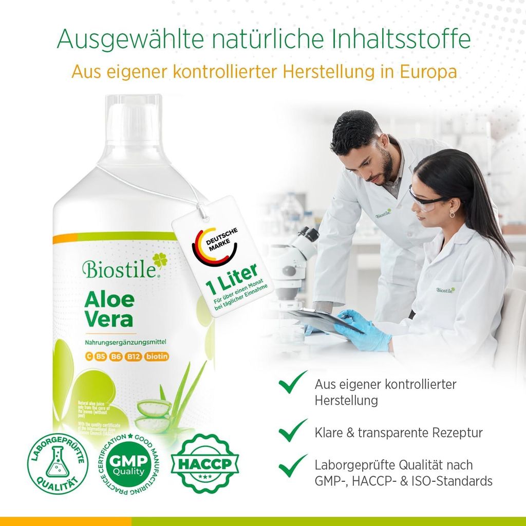Biostile Aloe Vera  Natrliches Aloe Vera Elixier mit