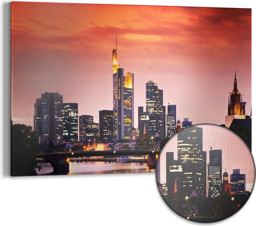 DEQORI Magnettafel Metall 60x40 cm 'Frankfurt im Abendglanz' Whiteboard Pinnwand Büro