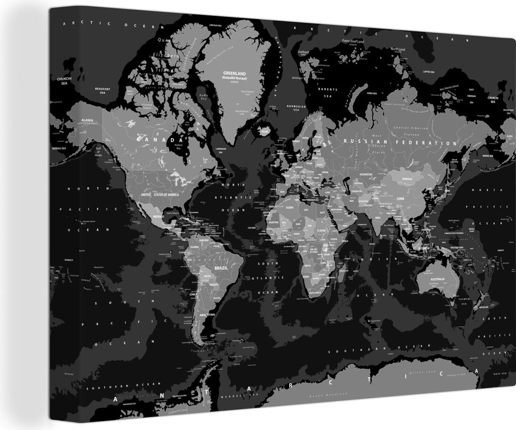 OneMillionCanvasses - Leinwandbilder - 140x90 cm, Weltkarte - Rot - Schwarz - Kind - Kind - Mädchen, Wandbilder Kunstdruck Wanddekoration