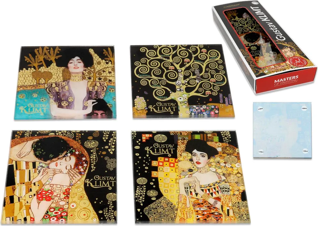 Dessous de verre artistiques Gustav Klimt Carmani - Set de 4 en coffret