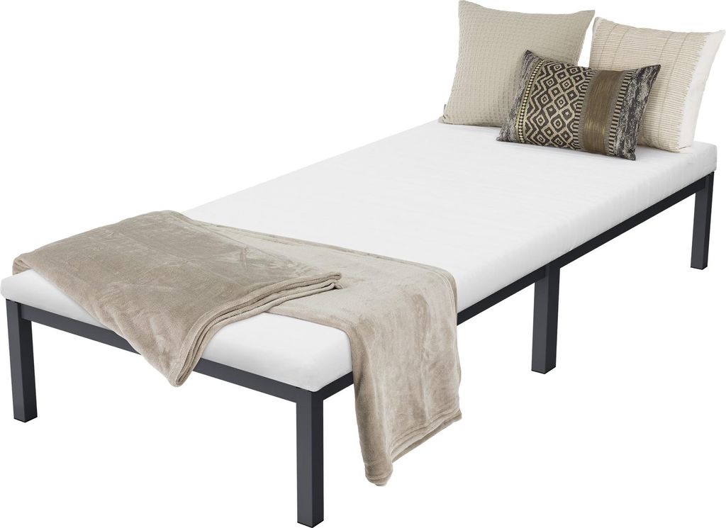 ML-Design Metallbett mit Lattenrost auf Stahlrahmen, 90x200 cm, Anthrazit, mit Matratze H:10cm