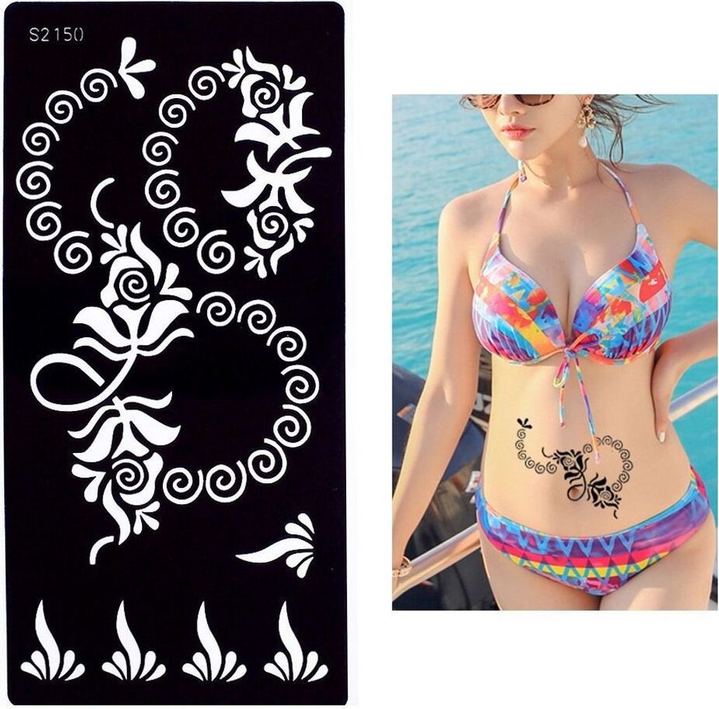 Henna Tattoo Schablone Airbrush Stencil Blume Ornamente