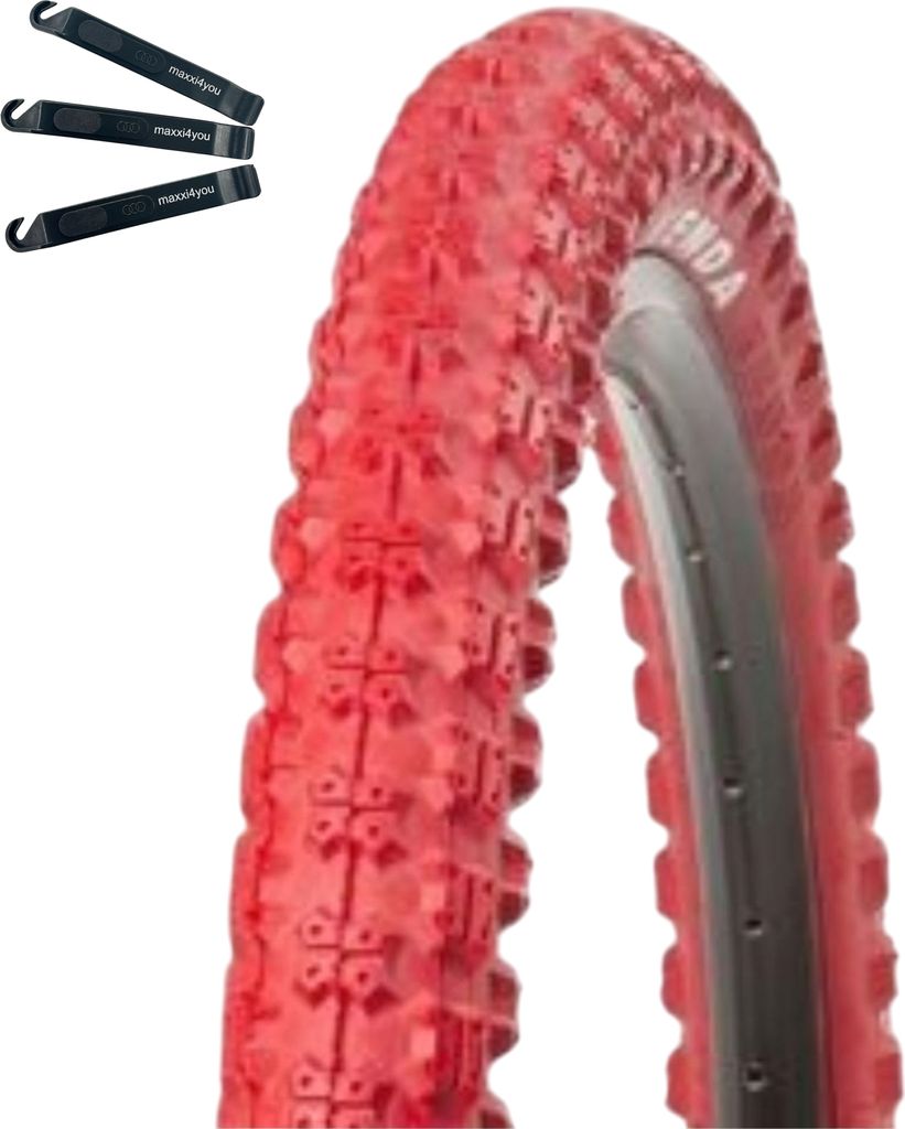 Angebot-Set / 1 x Kenda K-51 Fahrradreifen BMX in Rot 58-406 (20 x 2.25) inkl. maxxi4you Reifenheber