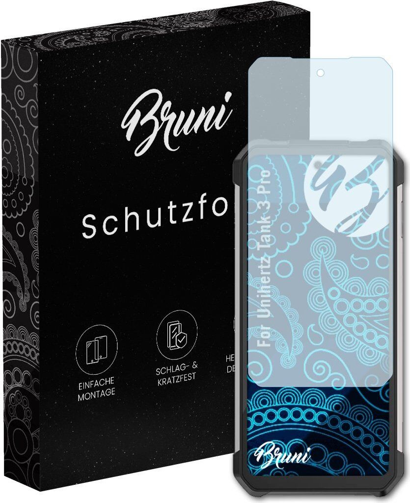 Bruni Basics-Clear 2x Schutzfolie kompatibel mit Unihertz Tank 3 Pro Folie