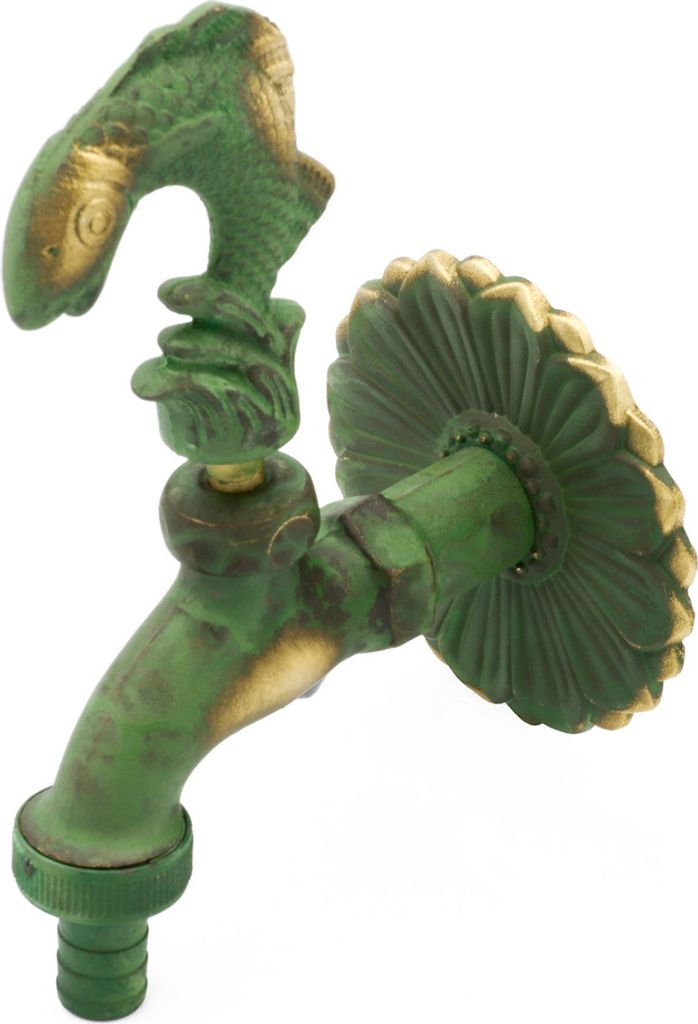 Nostalgie Auslaufventil Fisch 1/2 Zoll patiniertes Messing