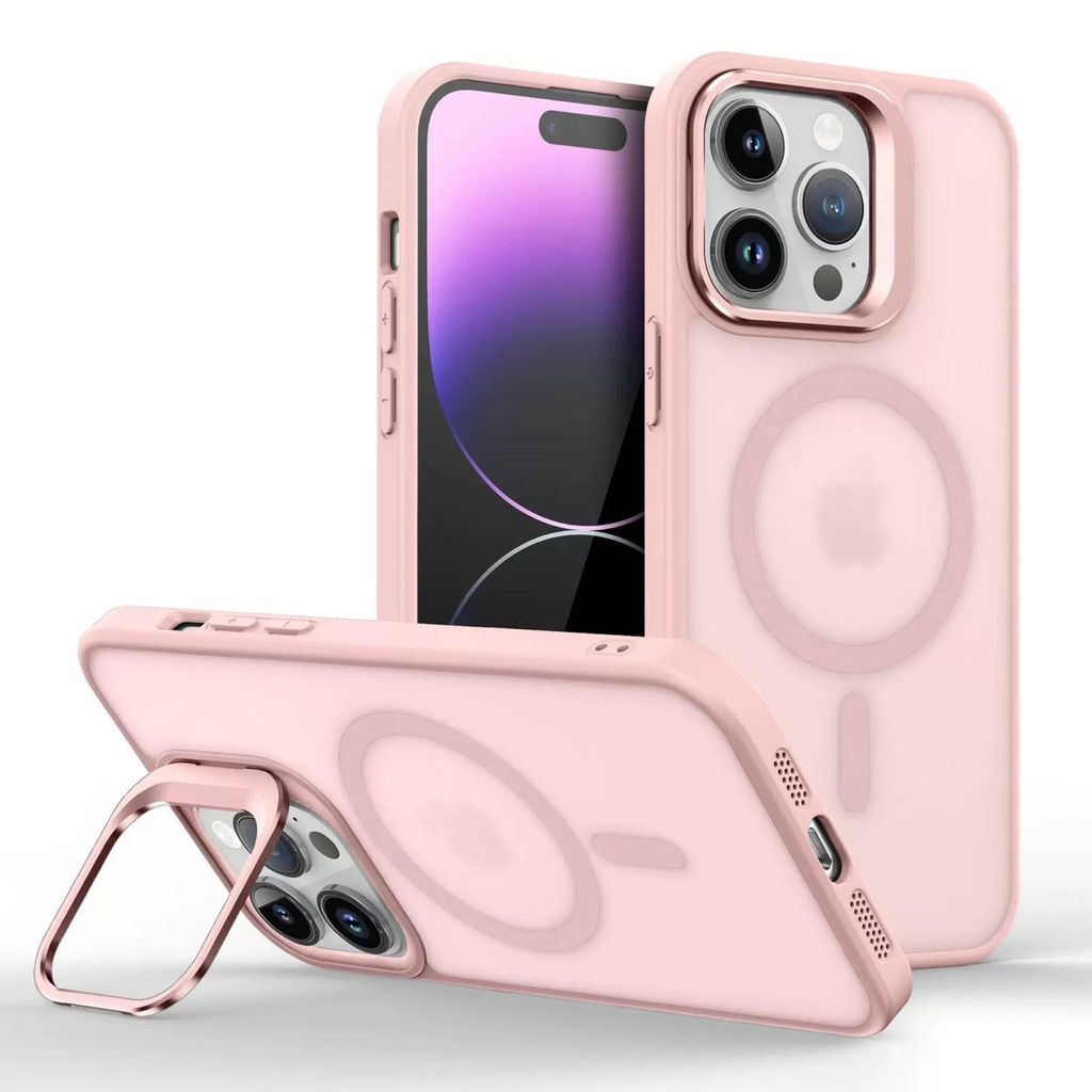 MagSafe Handyhülle mit Ständer für iPhone 15 Pro Max–Stoßfest, Mattes Design, 8 Farben verfügbar