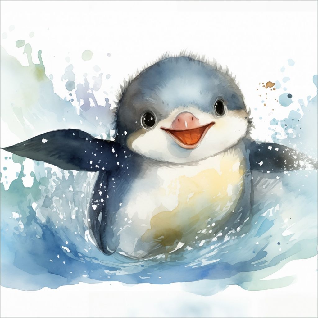 Wallario Möbeldesign - Glasplatte, Schutzplatte mit Motiv - geeignet für Ikea Lack Tisch, Größe: 55 x 55 cm, Motiv: Pinguin in Aquarell