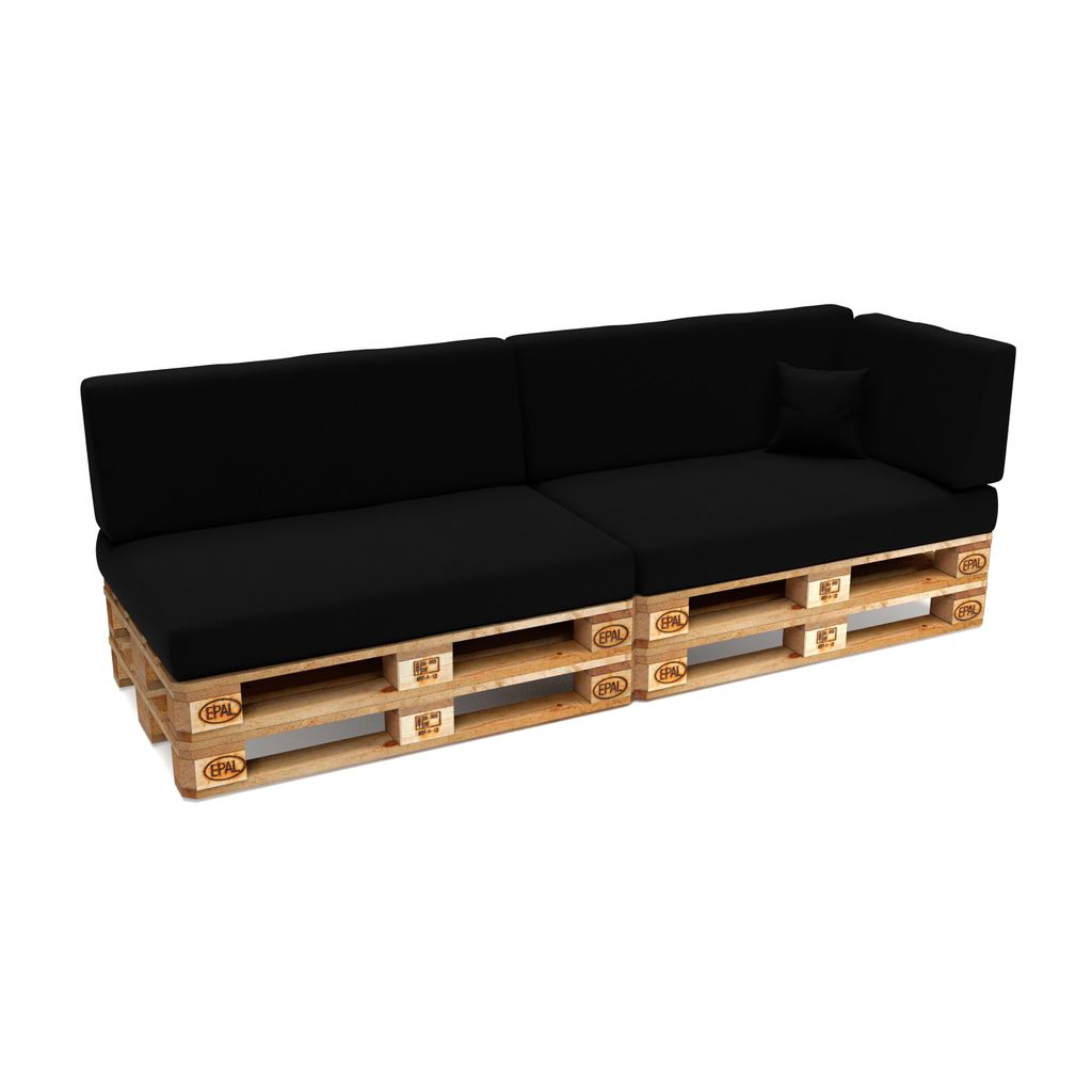 POKAR Palettenkissen Palettenauflagen mit abnehmbarem Bezug Palettensofa, Größe:6er Set, Farbe:Schwarz - Wasserdicht