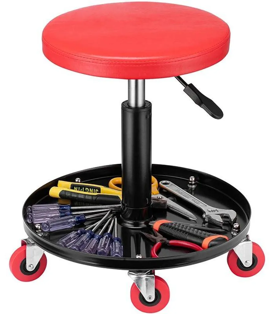 Évitez le mal de dos avec cette chaise d'atelier rouge pivotante