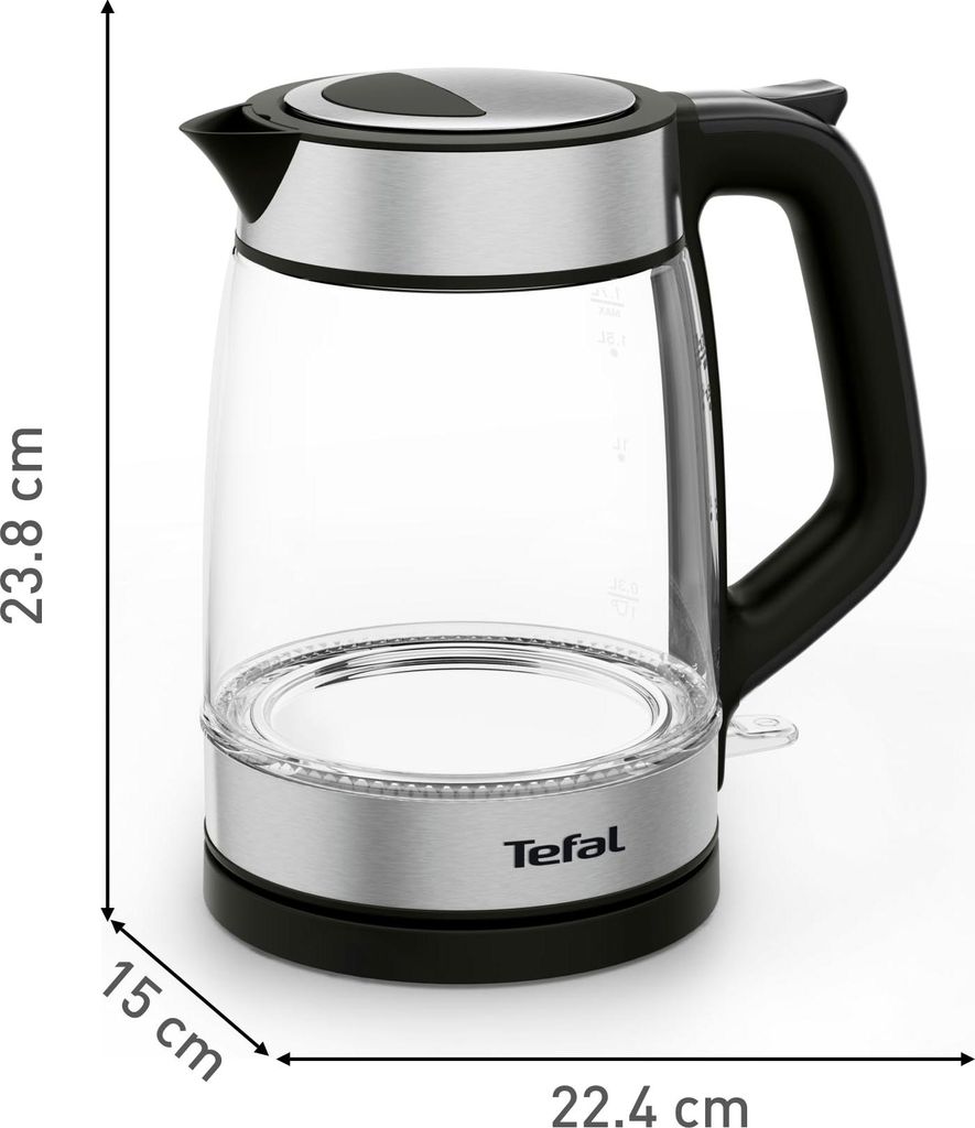 Tefal Glazen Waterkoker KI605830, 1,7 liter, 2200 W, Zwart, Productafbeelding 