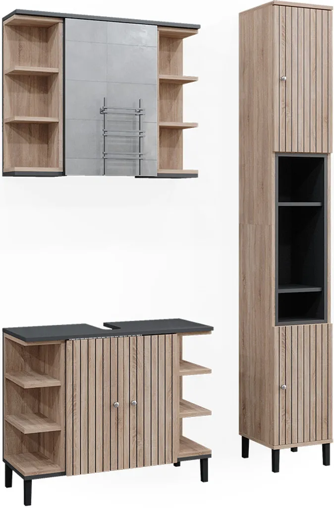 Set Salle de Bain Sonoma Vicco Aquis 3 Pièces - Rangement Gain de Place
