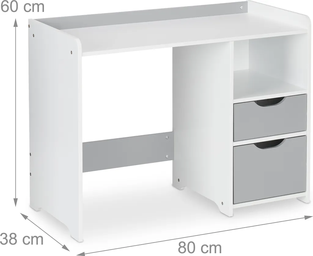 Bureau pour enfants Relaxdays pour devoirs et dessin avec rangements - 4