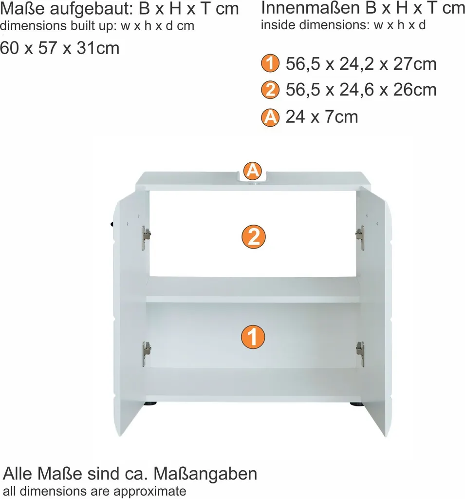 Meuble sous lavabo blanc laqué pour rangement salle de bain - 7