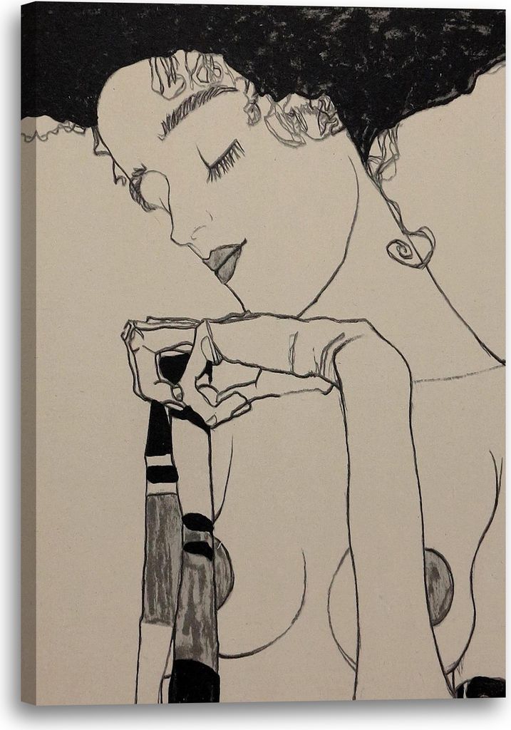 Leinwandbild (70x100cm): Egon Schiele - Portrait von Gerti Schiele, echter Holz-Keilrahmen inkl. Aufhänger, handgefertigt in Deutschland