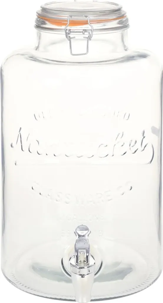 Dispenser Acqua 8L Vetro Trasparente per Famiglia | Design con Rubinetto XXL