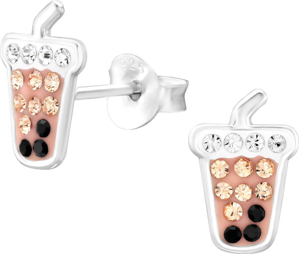 Kinder Ohrringe Ohrstecker 925 Sterling Silber Bubble Tea Produktbild 