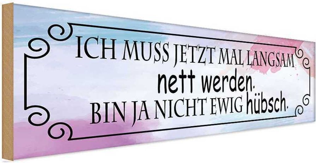 vianmo Holzschild 10x27 cm ich muss mal langsam nett werden Spruch Zitat