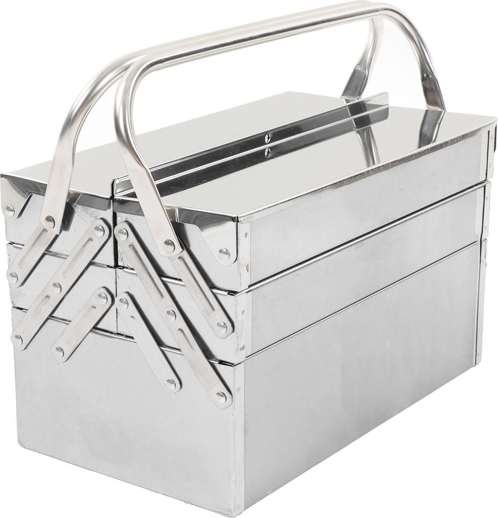 Cantilever Tool Box Metall Folding Portable Auto Maintenance Storage Organizer Edelstahl 3 Layer 5 Tray 350