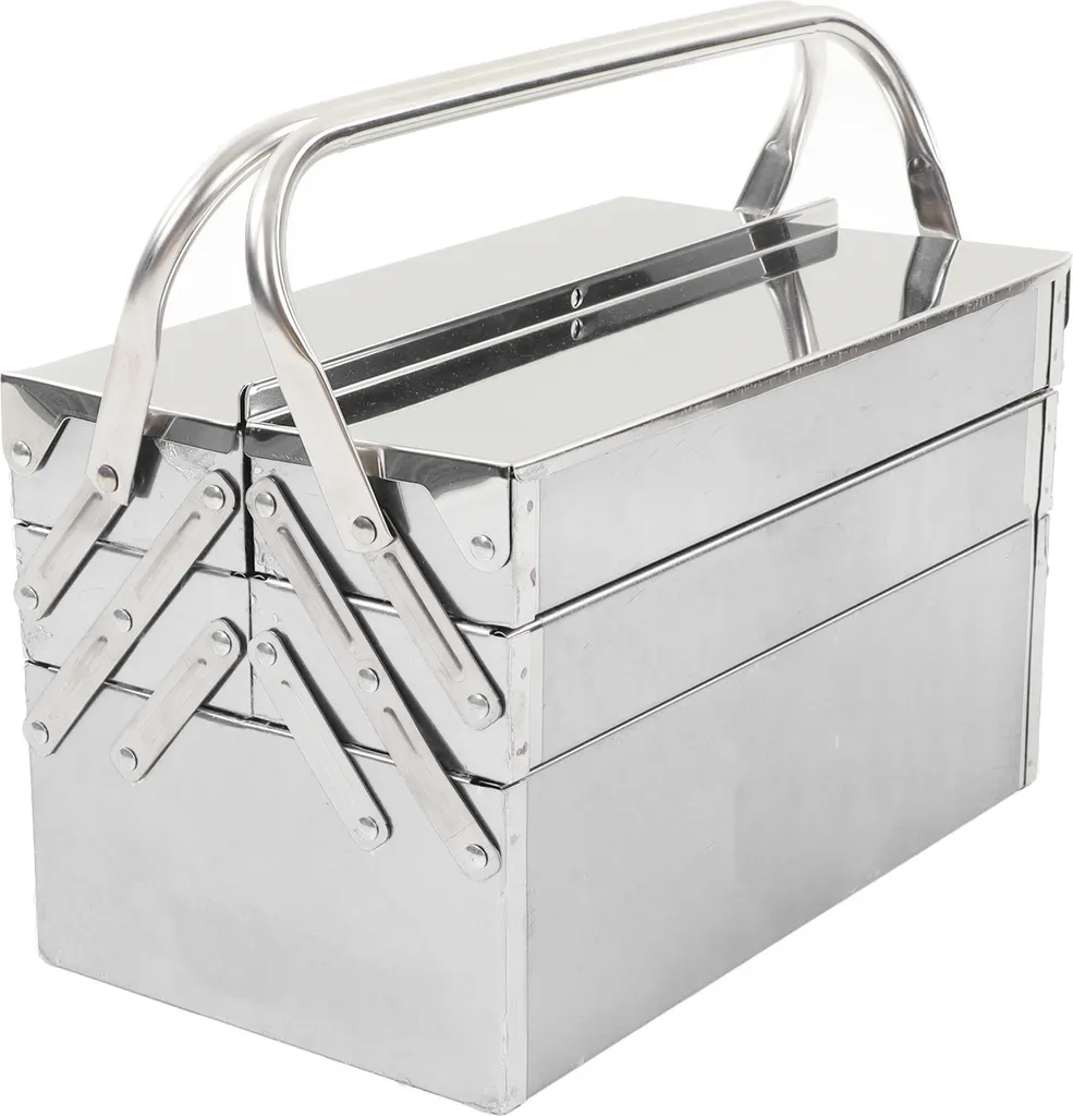 Coffret de rangement pour outils d'entretien automobile inox 3 niveaux