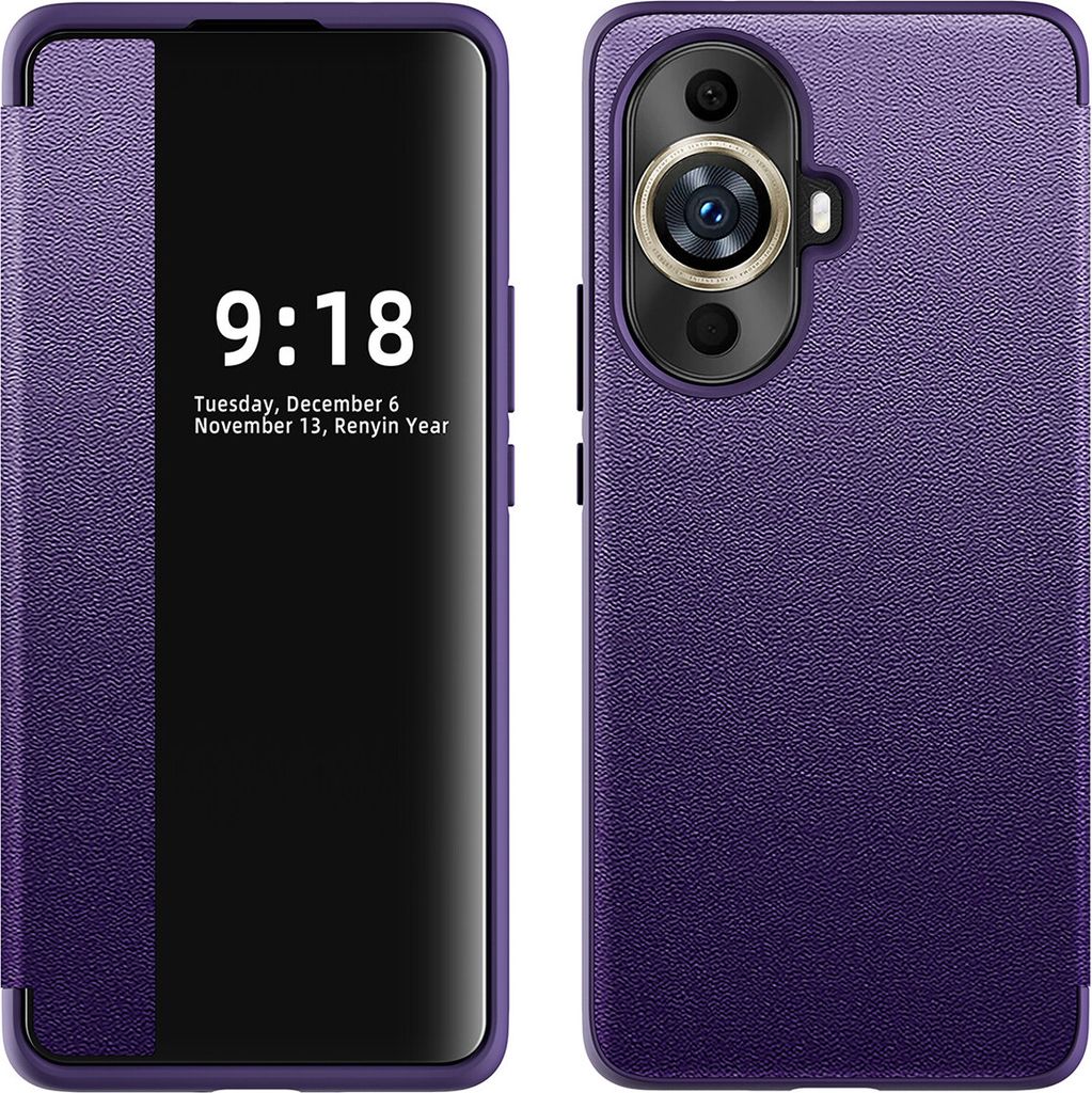 Huawei Nova 11 Pro Hülle, Schlank Kunstleder Klapp Ledertasche Schutzhülle für Huawei Nova 11 Pro Lila