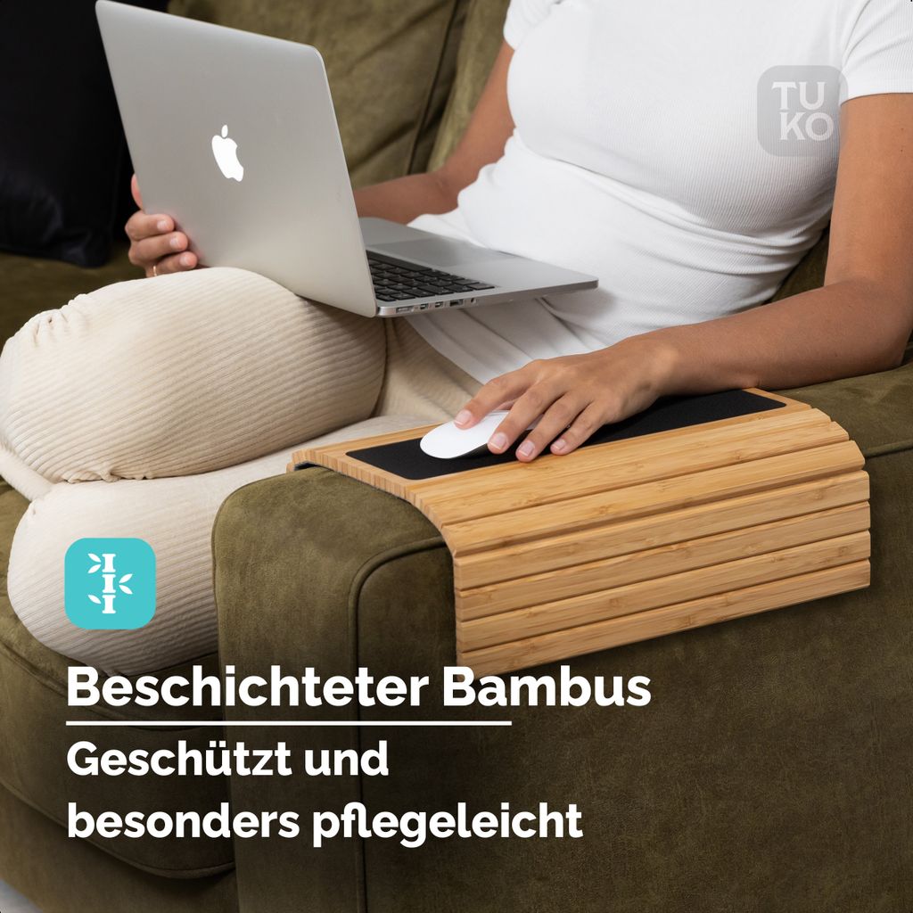 Sofa-Armlehnen-Tisch Bambus - Flexibles Rutschfestes Getrnkehalter Tablett  Fr Couch Armlehne Tablett Sofa