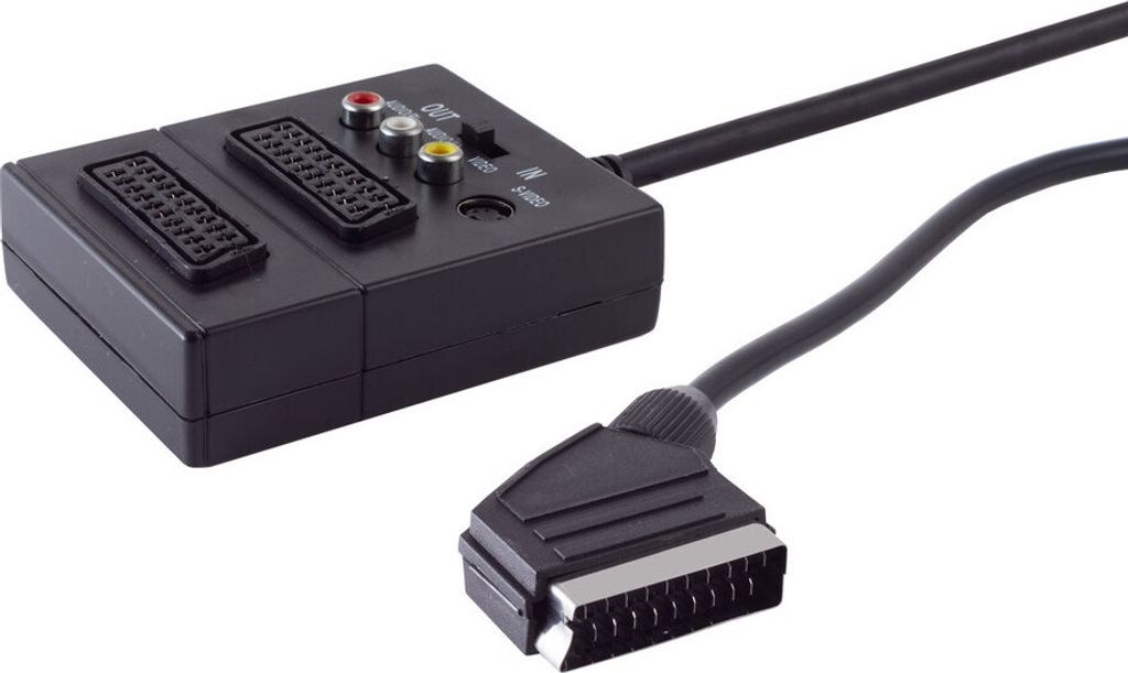 Scart-St./ 2x-Scart, S-VHS-Kupp. 3Cinchkupp. 0,2m