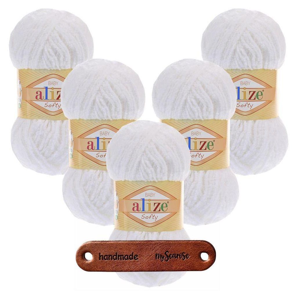 5 x ALIZE Softy 55 White mit Label Produktbild 