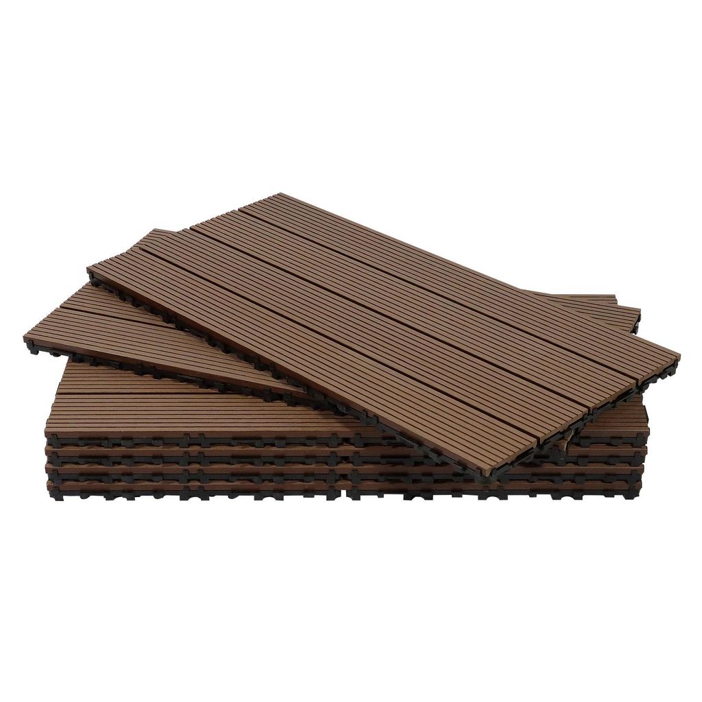 CCLIFE WPC Terrassendielen, Balkon Boden, Terrassenfliesen, Klickfliesen Terrasse, 30x60 cm, Wasserdicht Rutschfest,Braun,CushHom