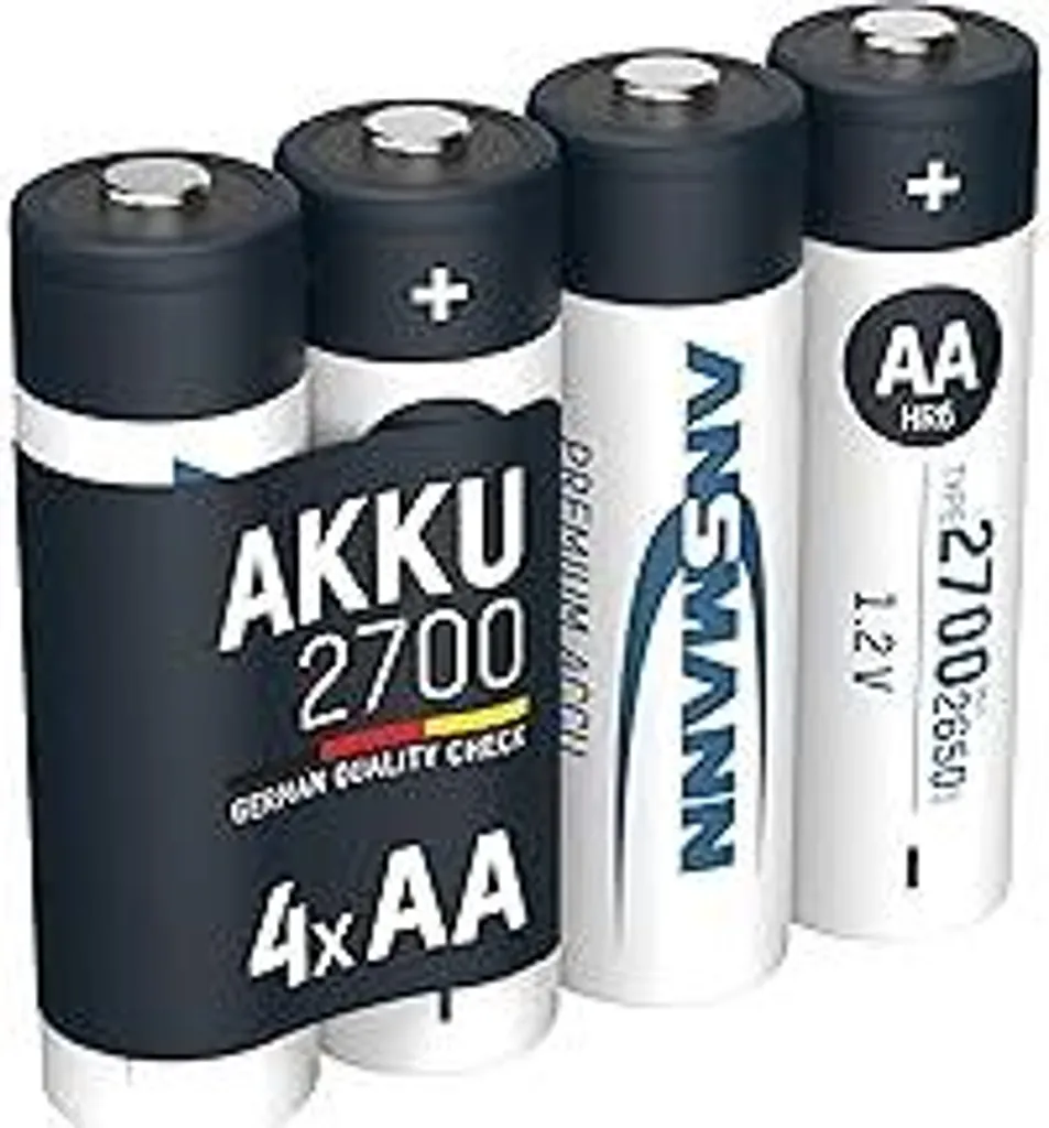 4x Pile AA Ricaricabili NiMH 2700mAh 1.2V - Scelta Ecologica Top