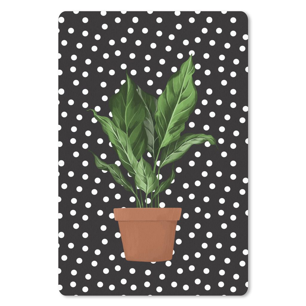MuchoWow Mauspad Mousepad Pflanzen - Blumentopf - Dots 40x60 cm - Mousepads - Maus Mat - Pad - Mausunterlage - Schreibtisch Accesoire