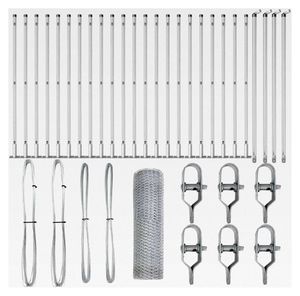 Zaunpfosten Silber 50 x 0,6 m (25 mm Maschen) Stahl Gartenzaun geeignet für Hundezaun, Weidezaun, Gartenzaun und Hühnerzaun, Gartennetz