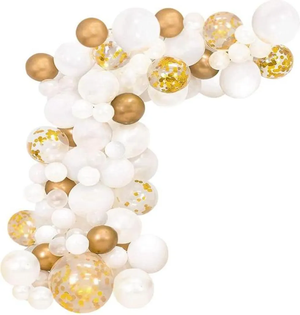 Set Festa Compleanno Oro e Bianco | Kit Addobbi Eleganti 1 Set Completo