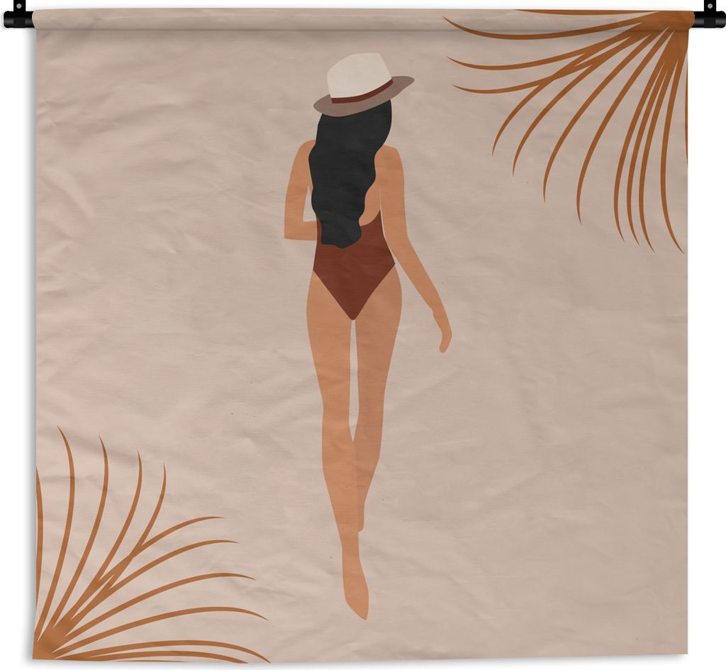 MuchoWow Wandteppich Wandbehang Sommer - Frau - Pastell 150x150 cm Tapisserie Dekoration Wandtuch - Wohnaccessoires - Modernes