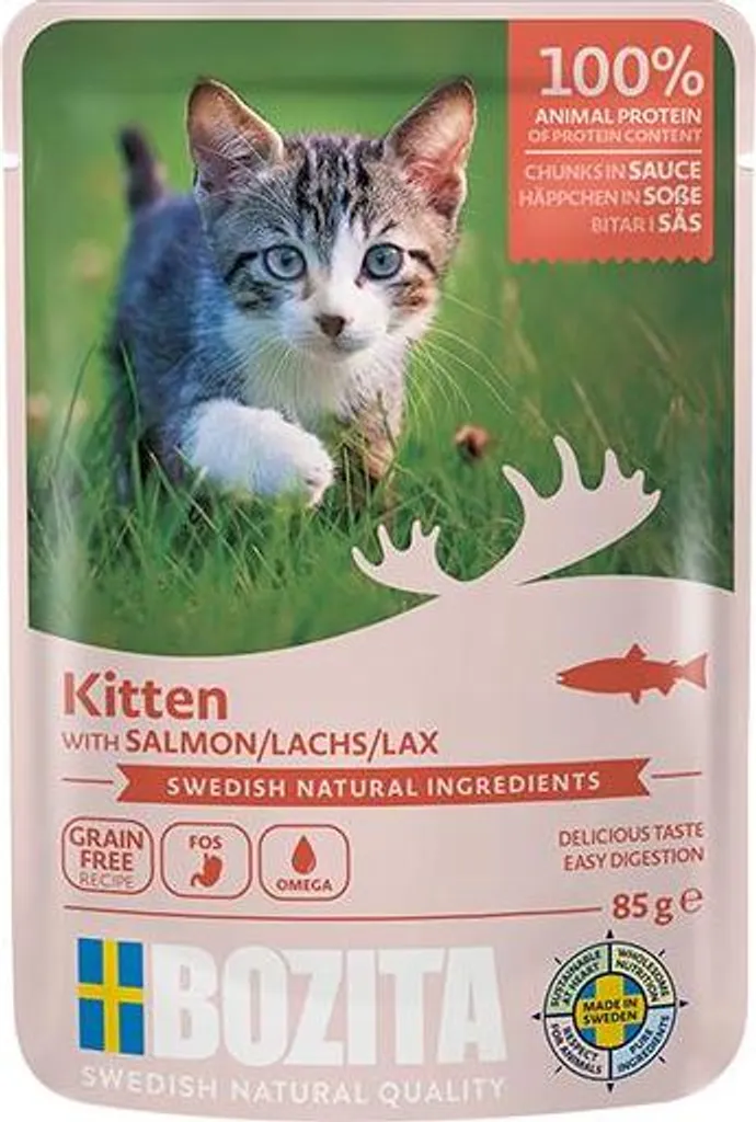 Bozita 85 g x 12 bustine di salmone per gattini