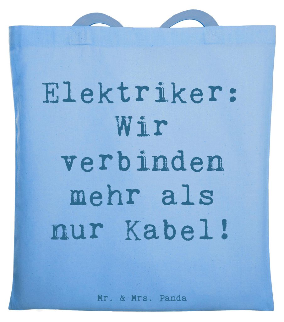 Mr. & Mrs. Panda Tote Bag Spruch Elektriker Verbindungen - Sky Blue - Geschenk, Elektrotechnik Beruf, Elektroniker, Geschenke, Shopping Tasche, Jut...