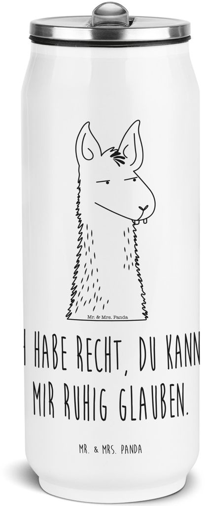 Mr. & Mrs. Panda Thermosflasche Lamakopf Genervt - Weiß - Geschenk, Lamas, Büro, Chef, Trinkflasche, Lama, Edelstahl, Sportflasche, Chefin, Freun...