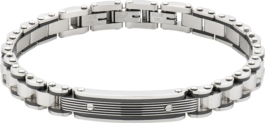 AMEN ACBR102 Bracciale Metropolitan Acciaio Silver e Black Uomo