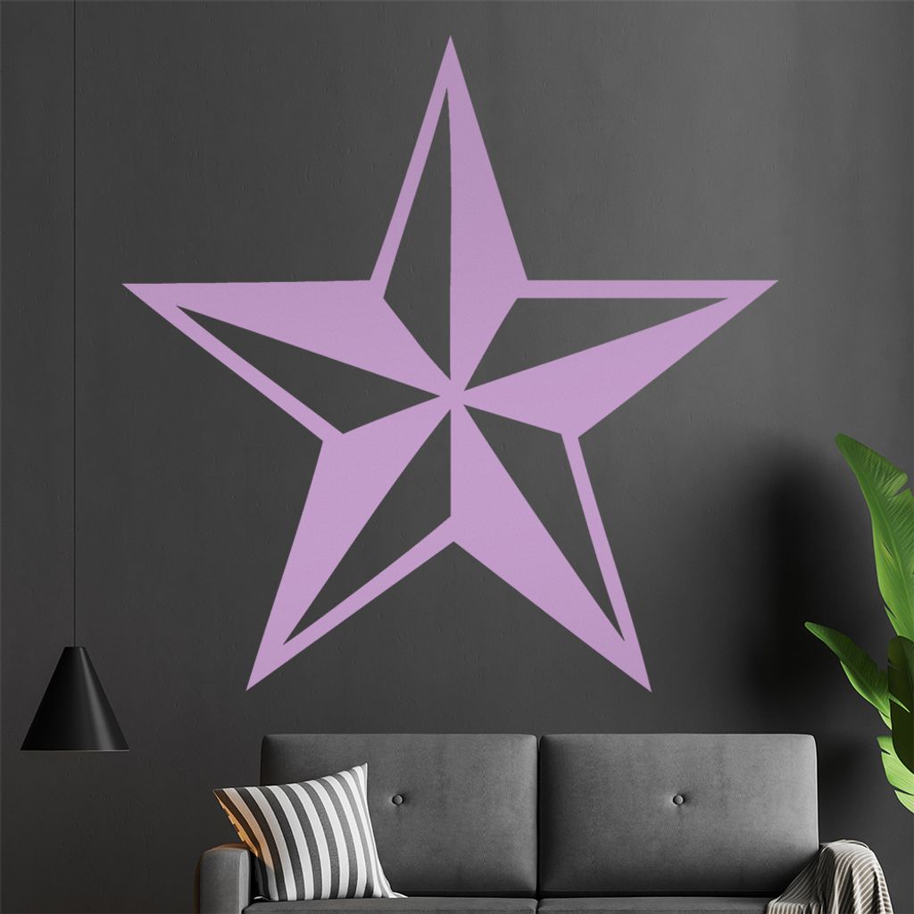 nautischer Stern Wandtattoo in 6 Größen - Wandaufkleber Wall Sticker - Dekoration, Küche, Wohnzimmer, Schlafzimmer, Badezimmer